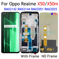 Black 6.57 Inch For Realme X50 5G LCD Display Touch Screen Digitizer Assembly For Realme X50m LCD Frame RMX2144 RMX2051 RMX2025