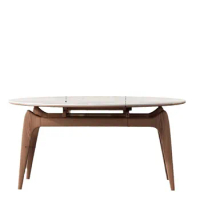 Modern minimalist household small unit solid wood folding square to circular dining table