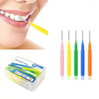 60 Pcs/Box I-type push pull interdental brush 0.6-1.5Mm Cleaning Between Teeth Oral Care Orthodontic I Shape Tooth Floss