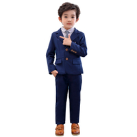 lontakids 4Pcs Kids Boys Formal Wear (Jacket+Pants+Shirt+Tie) Children Long Sleeve Balck Blue Red Wh