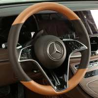 DIY Hand Sewing Car Steering Wheel Cover for Mercedes Benz E260L E300L C260L C200L Car Genuine Leather Interior Accessories