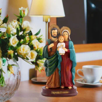 Holy Family Statue Jesus Figurine Craft Nativity Scene for Desktop Home Gift Home Decor Sculpture Mary Joseph