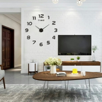 創意 掛鐘客廳時尚藝術免打孔壁鐘表現代簡約數字個性墻貼時鐘
