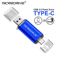 Metal OTG Type C Pen Drive Usb Memory Stick 16GB 32GB 8GB usb2.0 flash card 128GB 256GB 2 in 1 OTG type-C Pendrive free shipping