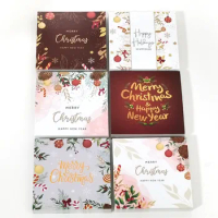 30PCS 8X8cm Merry Christmas Cards Happy New Year Note Card Greeting Postcard Gift Box Wrapping Decor Ornament Package Insert