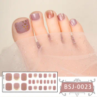 26 Tips Toe Gel Nail Sticker Hardens with UV Lamp Curing Gel Oil Film Stickers Waterproof Semi Cured Foot Gel Nail Art Wraps