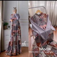 Nabtik Dres Morin by Nabtik LD 110 PJ 140 Shakila Ethnic Import Warna Ungu Abu-abu