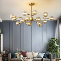 Nordic Living Room LED Chandelier Glass Ball Lights Magic Bean Chandelier Postmodern Minimalist Dining room Creative Chandeliers