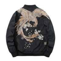 Sukajan Phoenix Embroidery Bomber Jacket Men Women Coat Hip Hop Japan Embroidered Baseball Coat Streetwear 2024 Spring