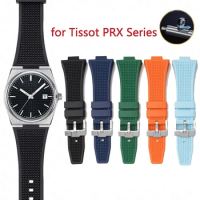 Rubber Strap for Tissot PRX Powermatic 12mm Stainless Steel Buckle Men Soft Silicone Sport Replace Quick Release Watch Band
