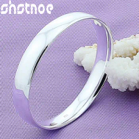 925 Sterling Silver 10mm Smooth Round Bangle Bracelet For Man Women Engagement Wedding Charm Fashion Party Jewelry