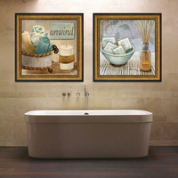 歐美式浴室輕奢裝飾畫衛生間高檔防水掛畫廚房瓷磚自粘免打孔壁畫