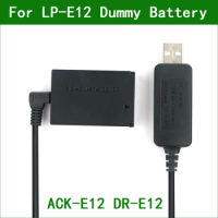 5V USB TO LP E12 LPE12 ACK-E12 DR-E12 Dummy Battery&amp;DC Power Bank USB Cable for Canon EOS M M2 M10 M50 M100 M200 M50 2