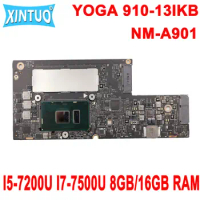 CYG50 NM-A901 Motherboard for Lenovo YOGA 910-13IKB YOGA 910 Laptop Motherboard With i5-7200U i7-7500U 8GB 16GB RAM DDR4 Tested