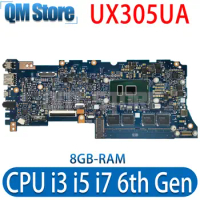 UX305UA Notebook Motherboard For Asus ZenBook UX305U UX305 U305 Notebook Mainboard With I3 I5 I7 6th Gen 8G-RAM 100% tested work