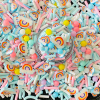 30g Macaroon Cloud Rainbow beads Polymer Clay Slice Topping Supplies Cute DIY Candy Mixed Sprinkles Filler For Slime