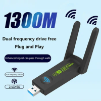 1300mbps 2.4+5ghz Gigabit Dual Band Bluetooth Usb Wifi Adapter Wireless Network Card Wireless Usb Wifi Adapter Pc Network Card