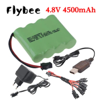4.8V 4500mah NiMH Battery SM Plug and Charger For Rc toys Cars Tanks Robots Boats Guns Ni-MH AA 4.8 v Battery Pack toy Accessory