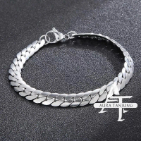 GELANG TITANIUM MODEL SISIK NAGA POLOS PRIA WANITA ANTI KARAT