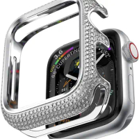 Diamond Cover For Apple watch case 44mm 40mm 42mm 38mm Accessories Luxury Bling Alloy bumper Protector iWatch series 3 4 5 se 6