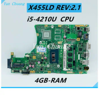 X455LD MAIN BOARD For ASUS X455LD X455LA F455L F454L R455L W419L K455L X455LJ A455L Laptop Motherboard With I5-4210U CPU 4G-RAM