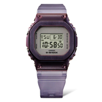 【CASIO 卡西歐】G-SHOCK 時尚經典方形金屬殼電子錶-迷霧紫(GM-S5600MF-6 半透明錶帶)
