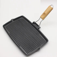 35CM Cast iron pan frying pan steak plate cast iron pan no coating fish frying pan pot