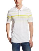 美國百分百【全新真品】Calvin Klein POLO衫 男衣 CK 網眼 短袖 條紋 色塊 白 黃色 S M號 E163