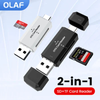 2-in-1 Card Reader USB Type C Cards Reading Micro SD TF Memory Card Reader USB 2.0 Cardreader Adapter For PC Laptop Accessories