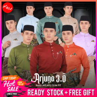 KM Baju Melayu Arjuna 3.0 Slim Fit Premium Satin Matte [2X BUTTONS+HANDKERCHIEF+BOX+ZIPLOCK BAG][M67