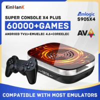 KINHANK Amlogic S905X4 Super Console X4 Plus Retro Game Console Built-in 60000 Games for NDS/Sega Saturn/DC/MAME/SS 4K HD TV Box