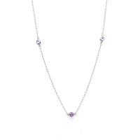 展示品 Tiffany&Co. 蒂芙尼 3顆圓形粉紅色藍寶石925純銀項鍊