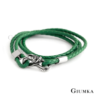 GIUMKA編織皮革手鍊手環 夏日海洋風白鋼神龍造型 雙圈層次手鏈 MH08037