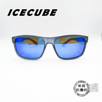 ◆明美鐘錶眼鏡◆ICECUBE 運動眼鏡/霧透明框透明藍腳/藍REVO/台灣製/FX61/偏光太陽眼鏡