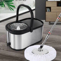 Stainless Steel Rotating Mop Rod, Hand-Free Washing Automatic One-Mop, Spin-Drying Wet And Dry Dual-Use Household Mop Bucket