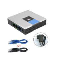 VOIP, 1Set, Penyesuai Suara Telefon Internet, Protokol SIP V2, 2 Port, dengan Kabel