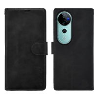 【Metal-Slim】Vivo V40/V40 Pro 5G 高仿小牛皮前扣磁吸內層卡夾皮套