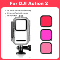 Waterproof Housing Case for DJI Action 2 Protective Shell Underwater Dive Cover Filter for DJI Osmo Action 2 Accessories