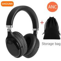 Shoumi Hybrid Active Noise Cancelling Headphones Bluetooth With Hi-Res Audio Over Ear Wireless Headset ANC With Storage Bag Mic