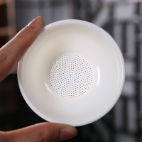 精細陶瓷茶漏器全瓷一體茶漏網茶漏過濾器創意可愛白瓷茶漏斗杯架