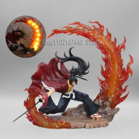 23cm Anime Tsugikuni Yoriichi Figure Demon Slayer Battle Doll Yoriichi Figure Small Statue LED Light Model PVC Collectible Toys