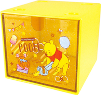 小禮堂 迪士尼 小熊維尼 方形單抽收納盒 透明抽屜盒 積木盒 飾品盒 可堆疊 (黃 蠟筆) 4548626-119059