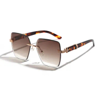 Rimless Cut Edge Women Sunglasses Polygon Shape UV Protection Designer Sun Glasses European American Style Female Sunglass