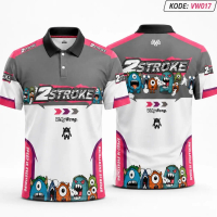 Jersey Kaos 2 Stroke Custom Kerah Polo Kancing  V Neck Baju Kaos Racing Two Stroke  VW017