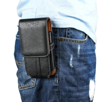 Leather Men Waist Bag Holder Belt Clip Phone Case For Realme 11 10 9 8 Pro C55 C53 C35 GT,Vivo X80 V23 V25 Y35 Y76 Holster Pouch