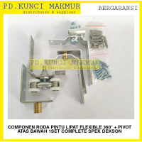 roda pintu lipat premium flexible spek dekson 1set complete atas bawah + pivot atas bawah roda gantu