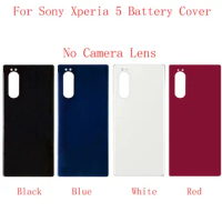 Original Rear Door Housing Case Battery Cover Panel wtih Heat sticker For Sony Xperia 5 Glass Cover with Logo