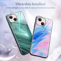 Tempered Glass Case For Apple iPhone 15 14 13 12 11 Pro XS Max Mini XR X 8 7 Plus SE 2020 2022 Marble Painting Case Back Cover