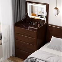 北歐全實木梳妝臺床頭櫃一體小戶型多功能臥室床頭化妝臺收納鬥櫃