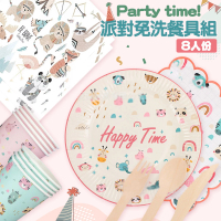 【Baby 童衣】派對專用8人份餐具套組 兒童party主題紙餐盤 可愛動物餐具組合 A0050(共２款)